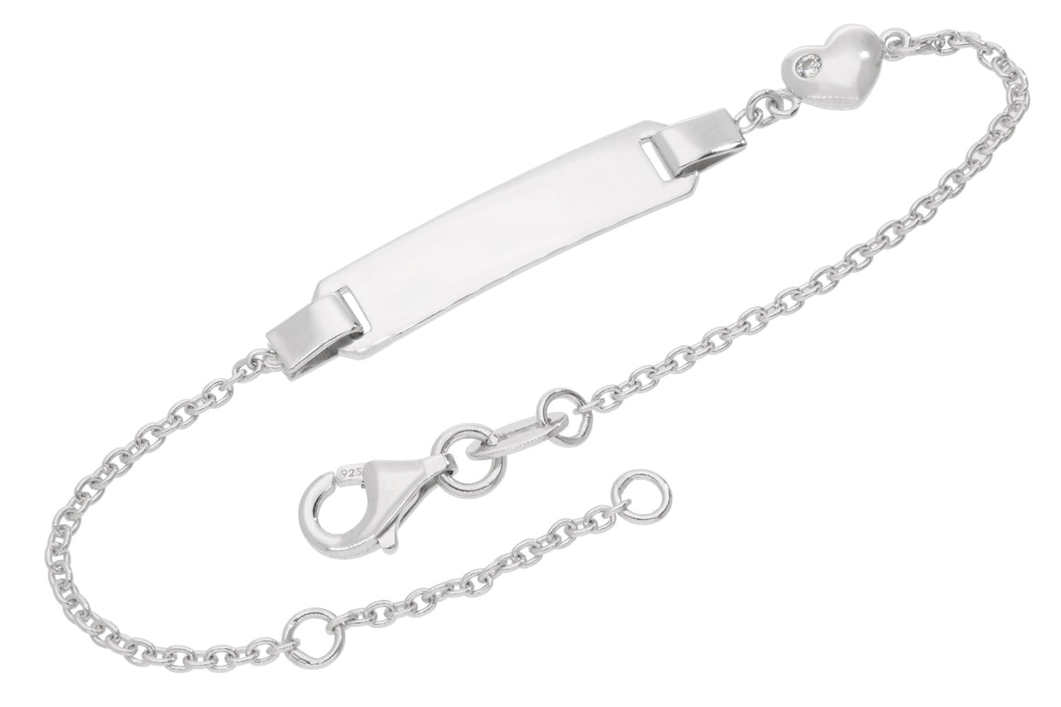 trendor Pulsera infantil grabada con forma de corazón, banda plateada con nombre, 16/14 cm, 21628
