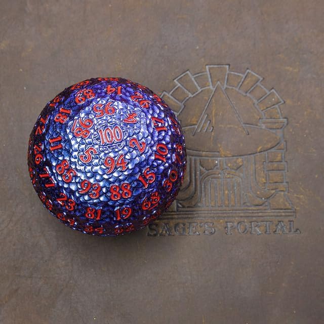 Sage's Portal D100 Dragonstones Metal DND Dice for DND TTRPG Dungeons and Dragons Pathfinder (Dragon Egg Purple/Blue)