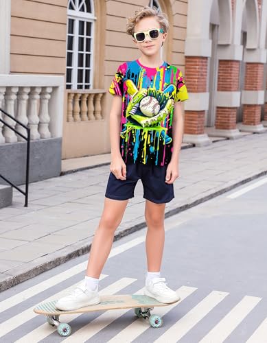 Image of 3D Graphic Short Sleeve Shirts Boys Girls Cool T-Shirt Unisex Novelty Tees for 7-12 Years Teens