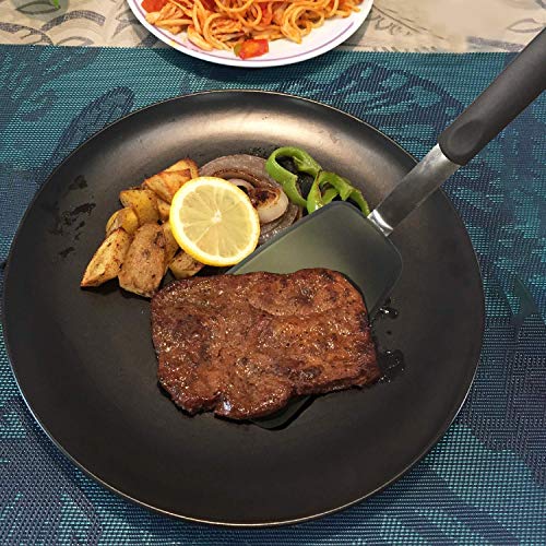 Unicook 2 Pack Flexible Silicone Spatula, Turner, 600F Heat Resistant, Ideal for Flipping Eggs, Burgers, Crepes and More, Black