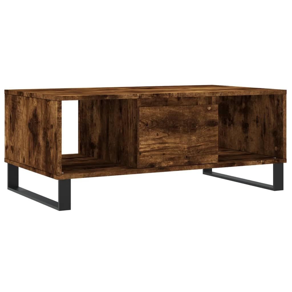Table de salon moderne en bois foncé et pieds en métal robuste