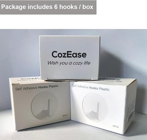 Miniatura 6 de Ganchos adhesivos, ganchos de pared para colgar, paquete de 6 ganchos para toallas para baños, resistentes, sin daños