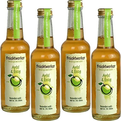 Fruchtwerker | Apfel& Essig | Mit Saft aus echten Früchten| 4er Pack | 4x 250ml Glasflasche Cover
