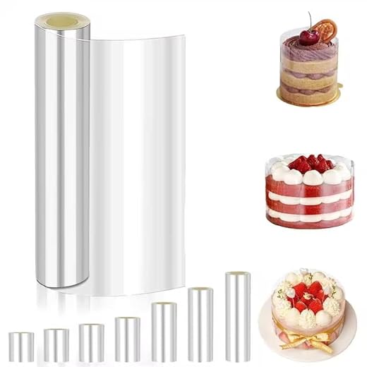 Lámina para Bordes de Tartas, Rollo de Acetato Transparente 8/10/12/15/20/25/30cm x 10m,Lámina de acetato borde de tartas Reutilizable para Decoración de Repostería Pasteleria Chocolate Mousse(15CM)