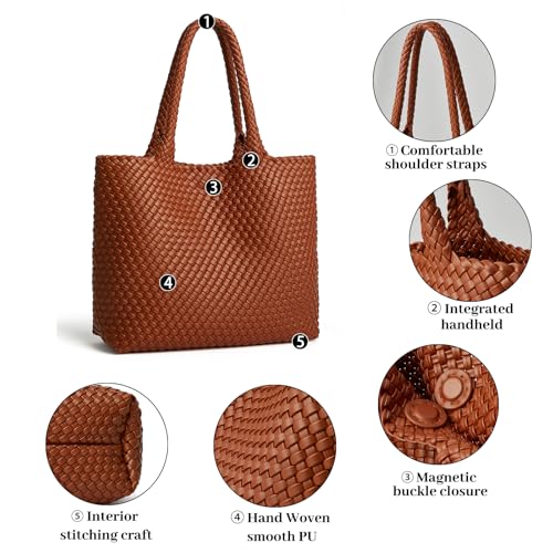 DAILANDO Fashion Woven Tote Bag for Women, Large Capacity Designer Shoulder Weave Hobo Purse