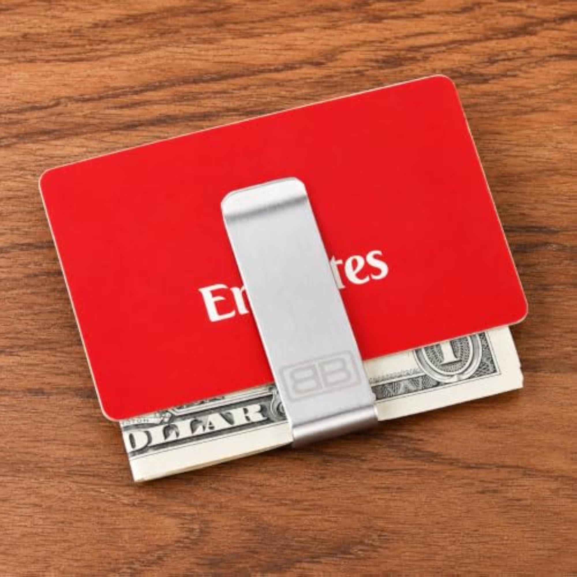 Modern Stainless Steel Money Clip Wallet, Slim Cash Holder