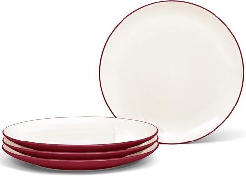 Noritake Colorwave - Plato llano de frambuesa, Coupe, 10 12 pulgadas, juego de 4 en frambuesarojo