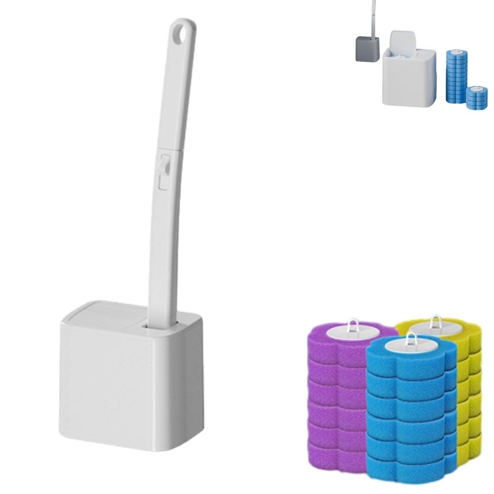Set scopino per WC USA e Getta con 18 ricariche, Bacchetta per WC e Supporto per Pulire Il Bagno Senza Sforzo, Grigio - Strumento Essenziale per l'igiene per WC pulitissimi