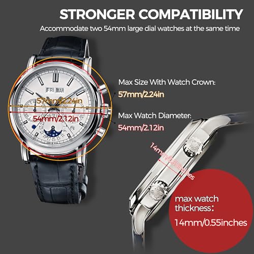 BEWISHOME Automatik Uhrenbeweger, Uhrenbeweger 2 Uhren mit LED-Beleuchtung, Uhrendreher Automatikuhren mit Leisem Motor aus Holz, 4 Modi, Batterie oder USB, braun ESYQ02Y