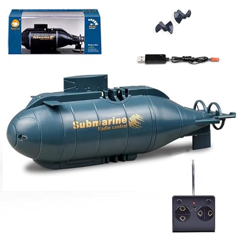 XeleMush Mini RC Nuclear Submarine, 6CH Military Ship with 6-Way Movement & Auto Surfacing, USB Rechargeable Waterproof Toy for Pools RC Race Boat
