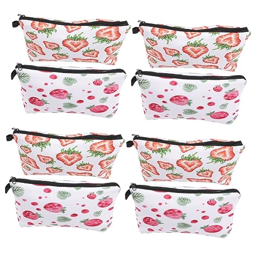 Trousse de toilette voyage fraise 8 pièces : organiseur de maquillage portable
