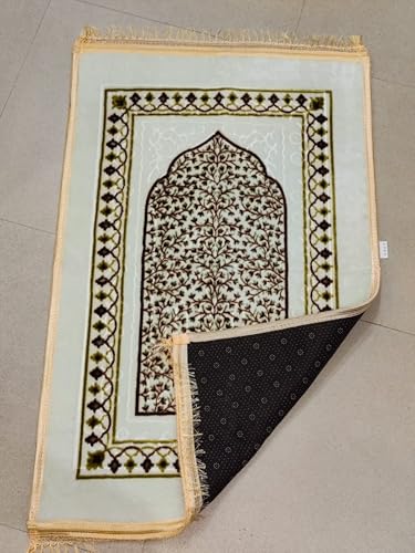 Image of Premium Luxury Islamic Janamaz Velvet Muslim /Yoga /Prayer Mat - 70x115 cm, Soft Touch Janamaz, 850g, Velvet Musalla Mat for Namaz, Extra Soft, Large Size
