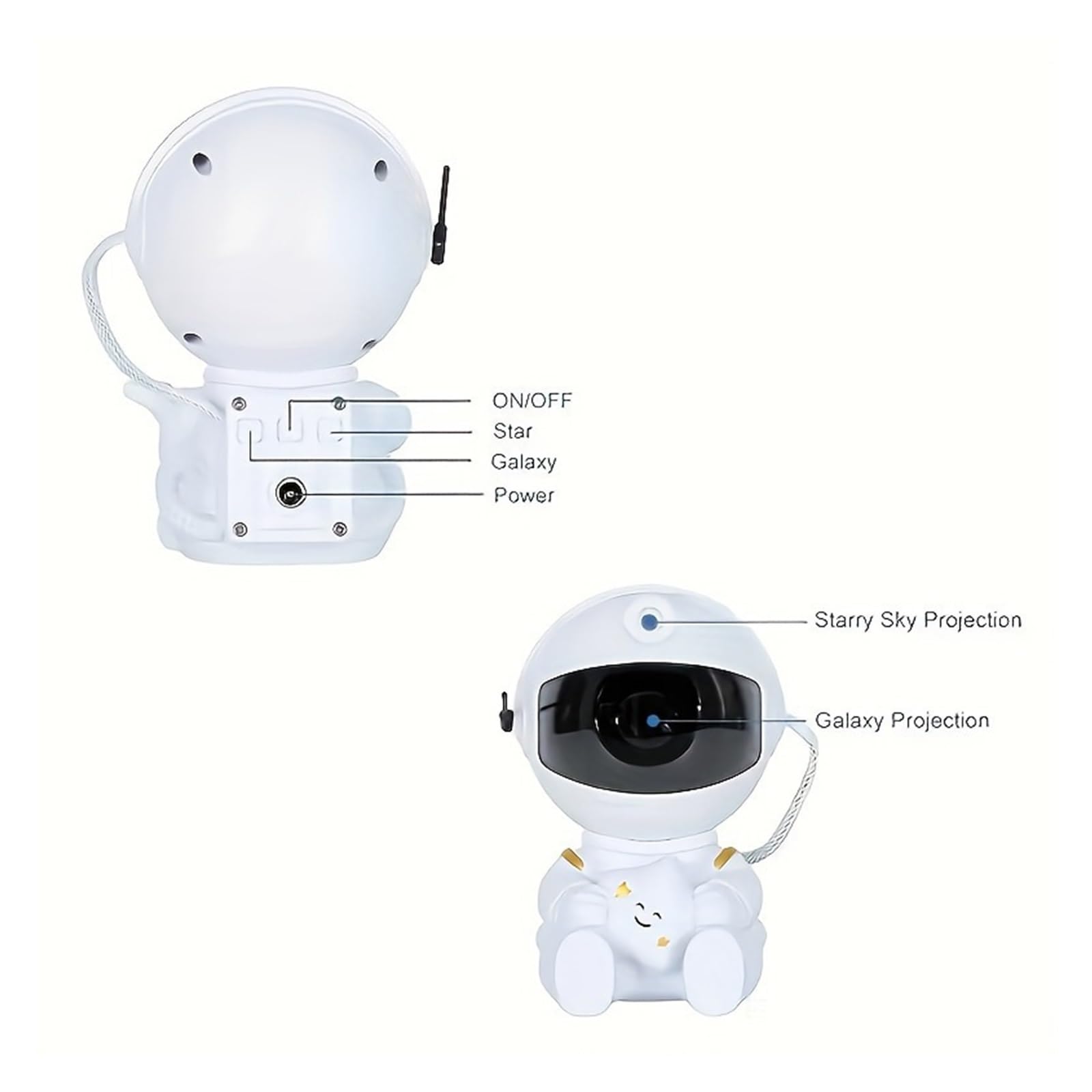 Astronauta Galaxy Projektor Lampka Nocna Lampa I Nieba HD 360° Obrót Planetarium Dla Dzieci Sypialnia StwóRz Atmosferę