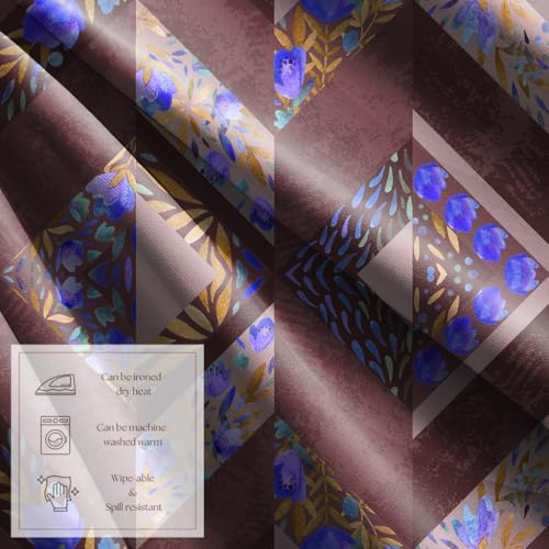 Image of Casableu Matheran Blue Table Cloth for 6 Seater Dining Table | 60x72 Inch Rectangular Table Cover with Solid Border | Dust-Proof, Washable Fabric | Decorative Dining Table Cover for Home