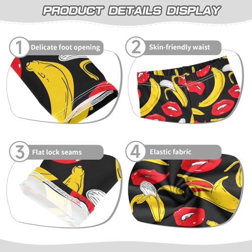 ALAZA Girls' Leggings Children's Yoga Pants Skinny Printed Dance Red Lips Banana Comfortable 4T2