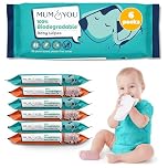 Mum & You Baby Wipes - Biodegradable Wet Wipes | 99.4% Water | Ideal for Sensitive Newborn Skin | 336 Newborn Wipes Bulk, Bum Wipes, Wet Tissue, Plastic free Wet wipes, (56 wipes x 6 packs)