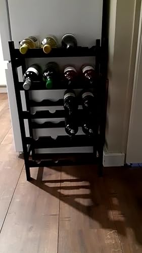 SMIBUY bamboe wijnrek, 20 flessen display houder, 5-tier vrijstaande opbergplanken voor keuken, bijkeuken, kelder, bar (Grijs