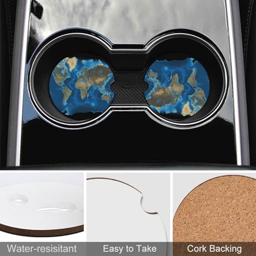 Portavasos para carro con mapa mundial de madera 2 piezas miniatura 5