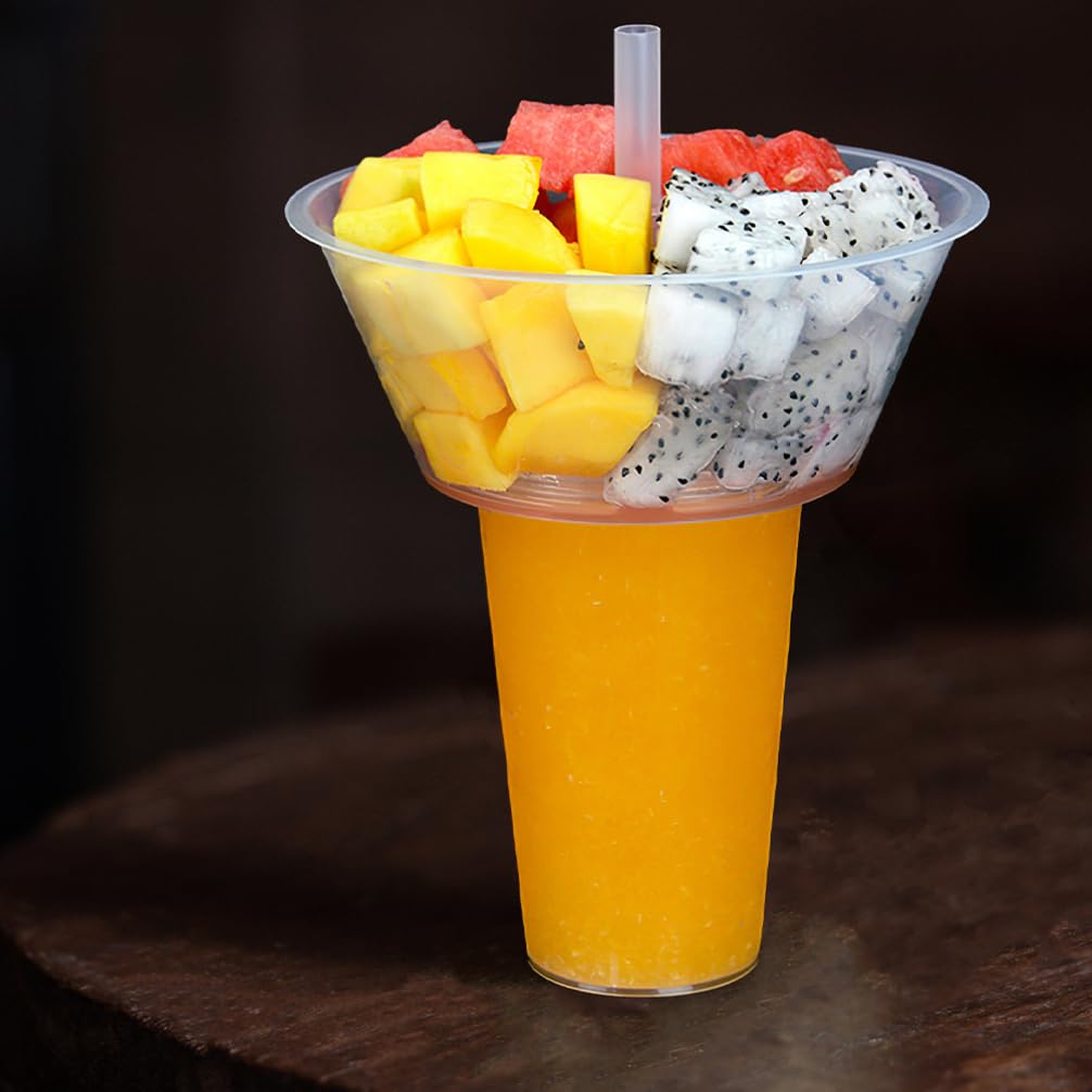 NOLITOY 10 Sets Snack and Drink Cup Disposable Plastic Stadium Tumbler with Snack Bowl Cup Snack Holder Sip Snack Cups for French Fries Fried Chicken