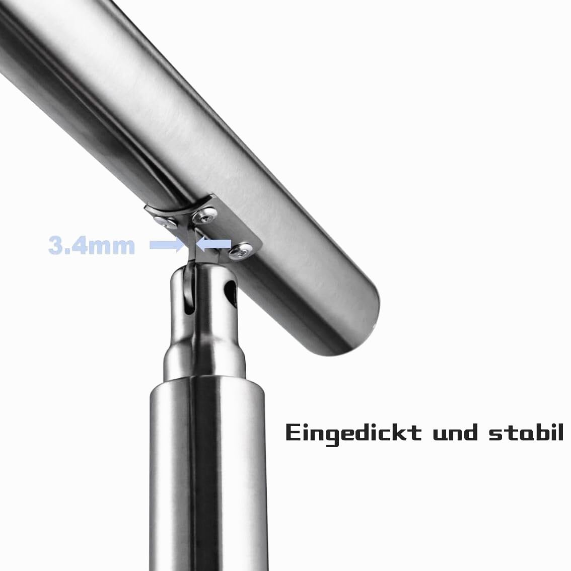 Aica Sanitär Edelstahl Geländer Treppengeländer mit Querstab Handlauf Brüstung Treppe Bausatz 180cm,Querstäbe 3