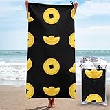★ Super saugfähig JIUCHUAN Traveller Handtuch Chinesische Goldbarren Münze Sport Duschtuch Badetücher Mikrofaser Leicht, schnell trocknend und saugfähig für Camping, Reisen, Strand, Fitnessstudio, Sport