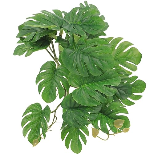 ORFOFE Artificial Hanging Plants with Suction Cups for Reptile Terrariums Realistic Climbing Decor for Tortoise and Amphibian Habitats Green Pendant Leaves for Reptile Enclosure Accessories