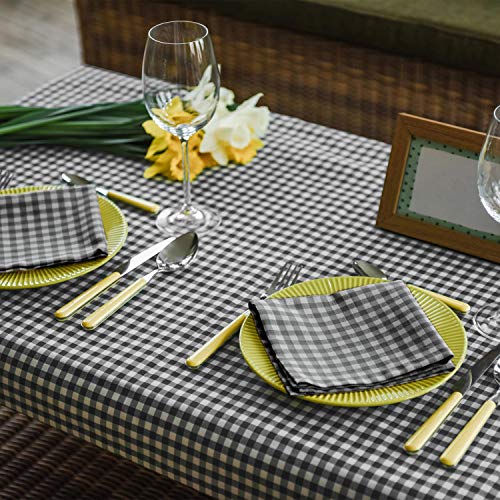 Veeyoo Buffalo Plaid Cloth Napkins 20X20 Inch - Black Checked Dinner Napkins Set Of 12, Reusable Washable Gingham Napkin For Holiday Dinner, Parties, Picnic #TOP3
