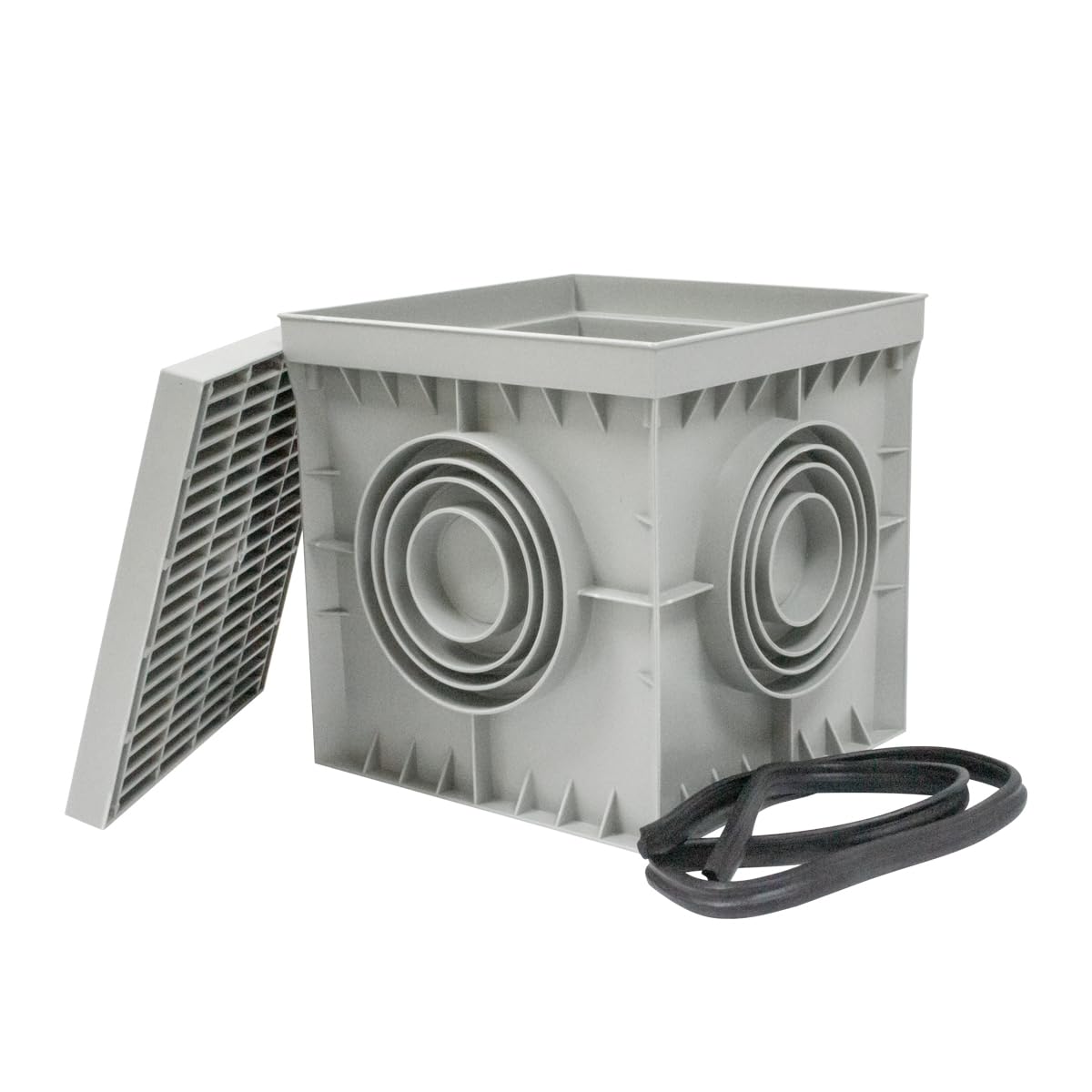 Pack 4 Arqueta Estanca de Suelo Electrica Gris Cuadrada con Tapa Ciega IP54 Arqueta de Riego y Electricidad Arqueta de PVC para Jardin, Drenaje Riego, Instalaciones Eléctricas Tuberías 200x200mm