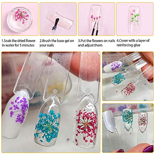 Gedroogde bloemen voor nagels - 2 dozen (36 stuks) Gedroogde bloemen voor hars ambachten, 24 bloemen en 12 bladeren 3d… - Afbeelding 7