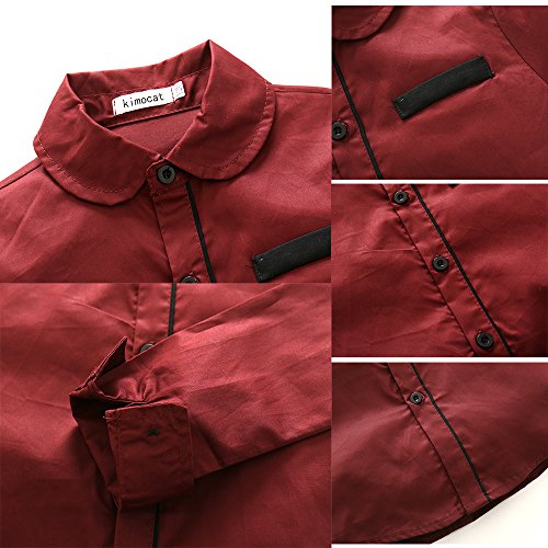 Kimocat Boys 3Pcs Clothing Sets Elegant Long Sleeve Shirts + Vest With Flower+Pants Party Suit (Red, 2-3Y(100#)) #TOP4