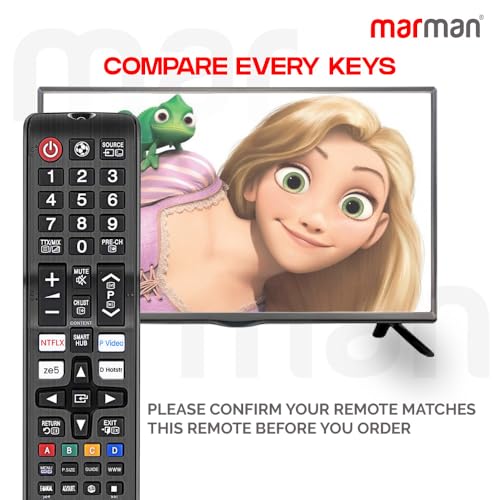 Image of marman Compatible with Samsung Tv Remote Control Suitable for UHD Full HD 4K QLED 6, 7 and 8 Series Tv Models Non Voice Command with Hotkeys - Match Key by Key with Original Remote