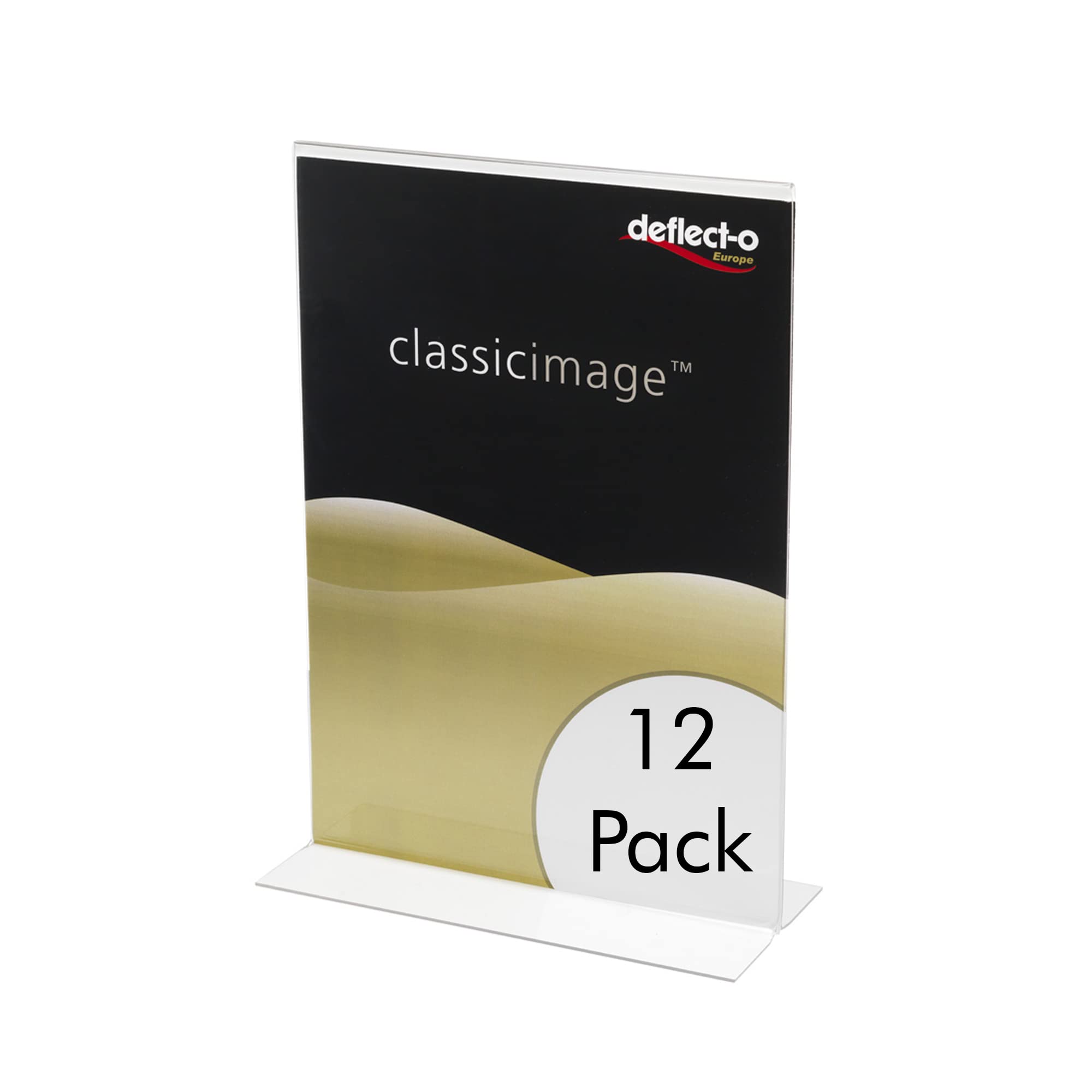 Deflecto | Clear Acrylic Sign Holder A5 Vertical Stand Up Sign Holders Pack Of 12 | Display Stand Suitable For Promotional Material, Menu Or Office Document | Bundle Saving