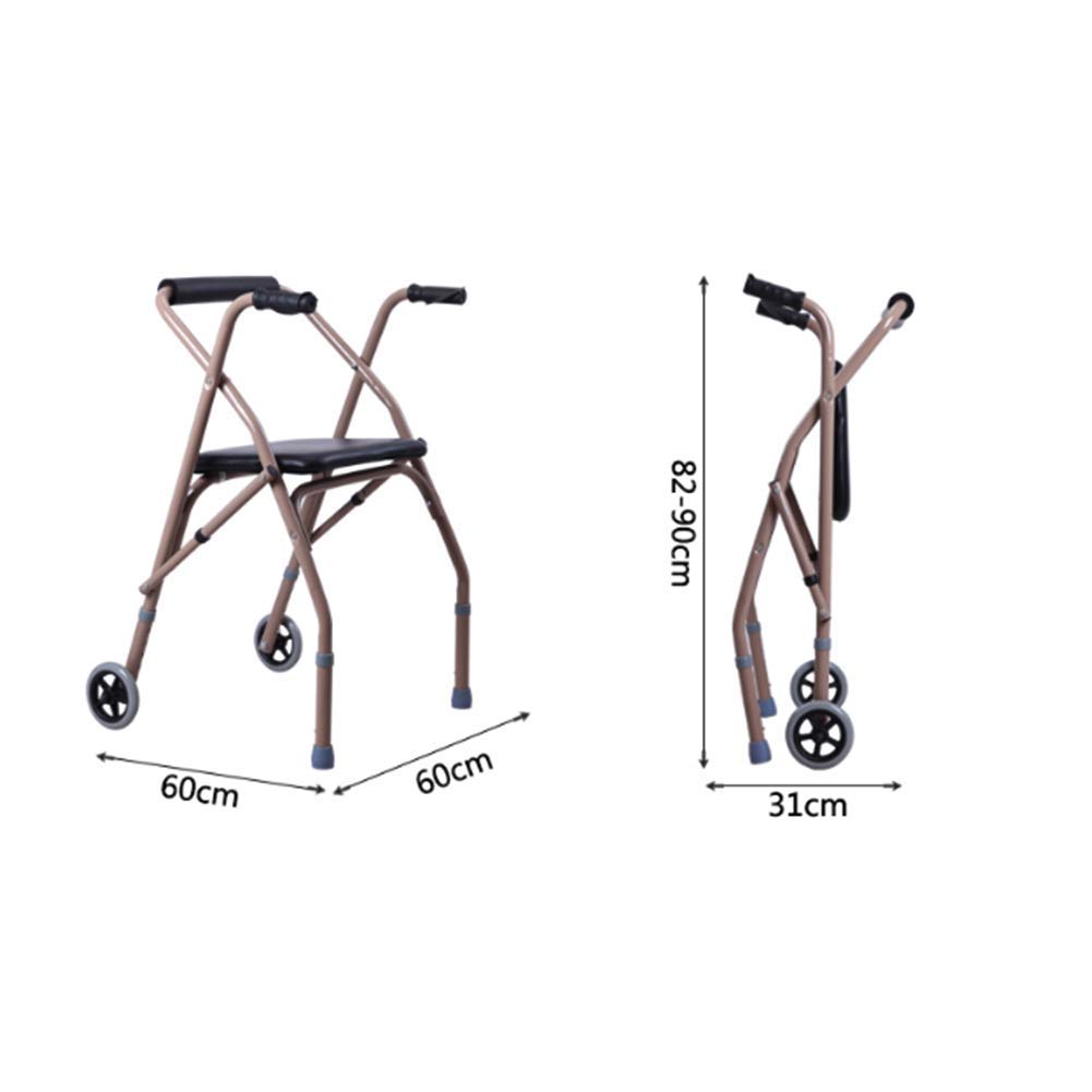 Rollator con asiento plegable de 4 ruedas, ayuda para caminar con movilidad plegable, asiento ajustable en altura para ancianos, 4 ruedas