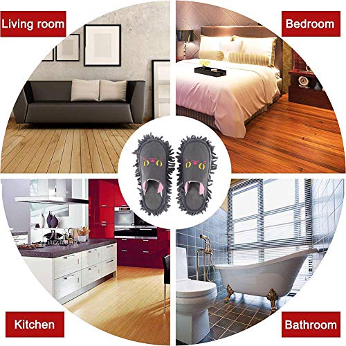 Whiidoom Washable Dust Mop Slippers Microfiber House Floor Cleaning Shoes For Men And Women #TOP5