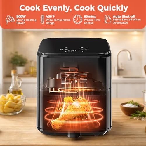 NEWBULIG Air Fryer, Compact Digital 3 Qt Airfryer with Nonstick Plate & Dishwasher Safe Basket, Quick Easy Meals, Features Auto Shutoff and Simple Touchscreen, Ideal for Small Spaces - 1