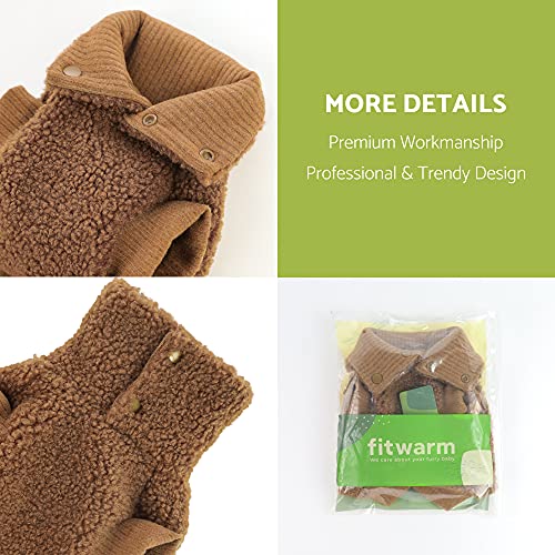 Fitwarm Vest Fuzzy Thick Sherpa Dog Coat Vest Turtleneck Sweater Puppy Winter Clothes Doggie Knitted Pet Cold Weather Clothes Doggy Pullover Jacket Cat Apparel Brown Medium #TOP6