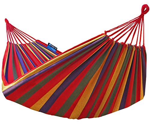 Potenza Outdoor Hängematte 220 x 160 cm, Belastbarkeit bis 200 kg Doppelhängematte XXL (Rot)