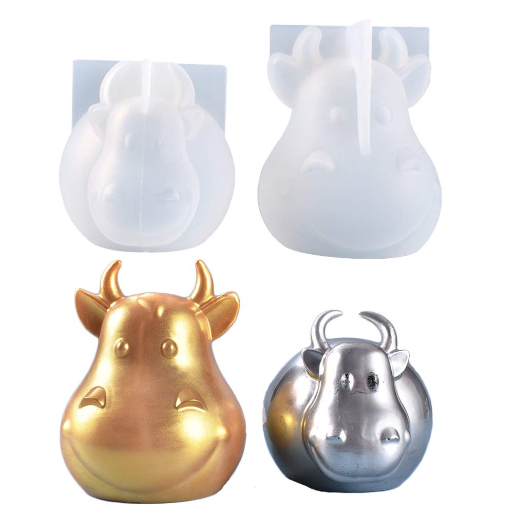Montidey DIY Crystal Epoxy Cow Shape Silicone Epoxy Resin Molds Animal Aromatherapy Candle Making Form Decoration Tool Epoxy Resin Molds for Jewelry
