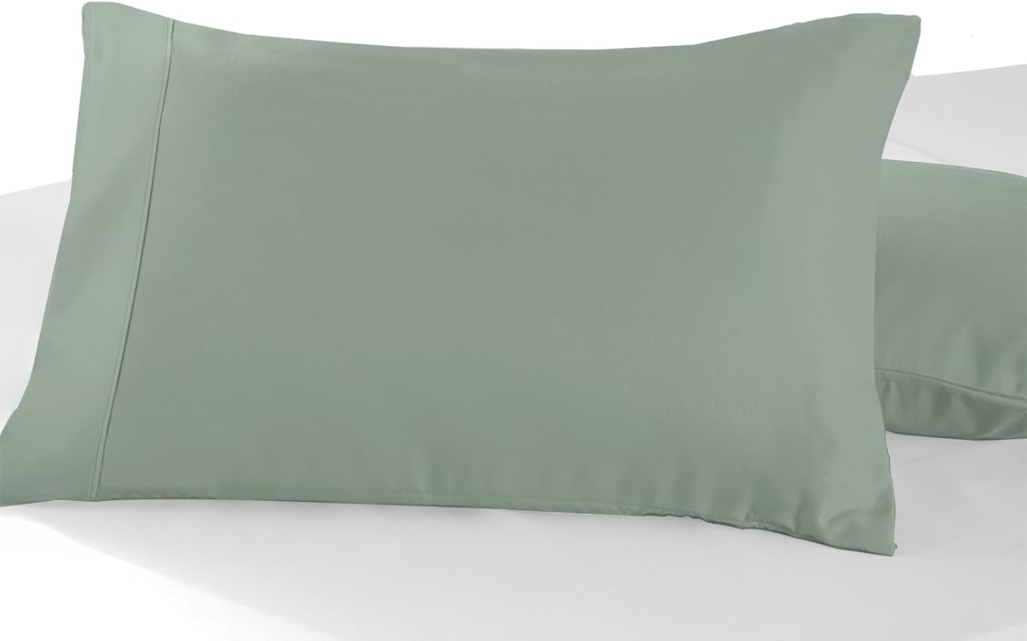 Pizuna 100% Cotton Pillow Cases Queen Size Set of 2 Luxury 600 Thread Count Sateen Weave Crisp and Cool Hotel Quality Envelope Closure Pillow Covers Fits Standard/Queen Pillows - Sea Foam