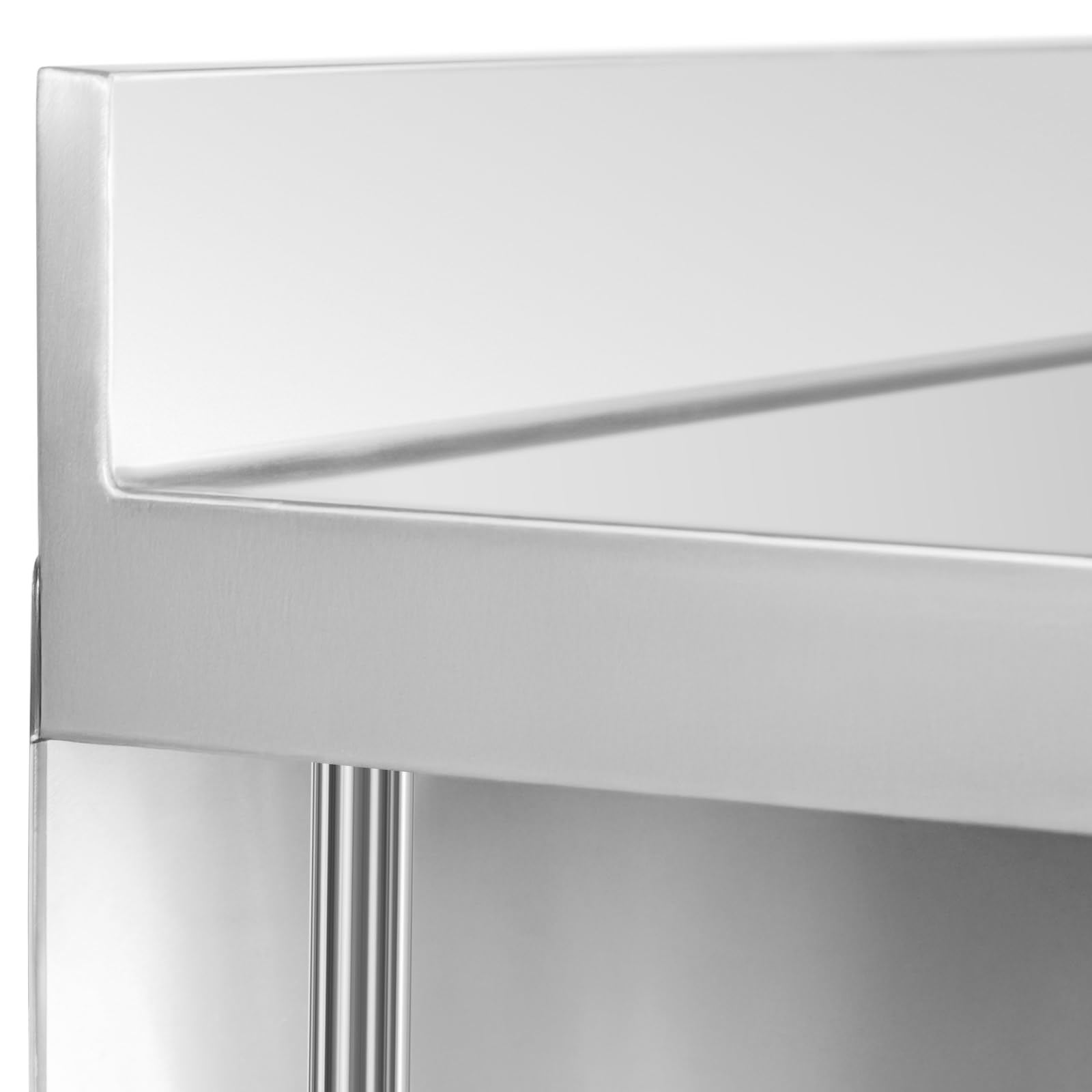 Royal Catering Tavolo bar da lavoro in acciaio inox 100 x 30 x 105 cm 4 ripiani con schienale e bordo - Tavolo da lavoro inox - Tavolo da bar