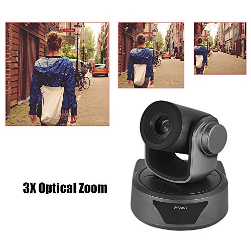 Aibecy Video Conference Camera 3X Optional Zoom Cam Webcam Full HD 1080P Supported 95 Degree Wide Viewing Auto Focus with USB2.0 Remote Control for Business Meetings Rooms Recording Training - Thumbnail 4