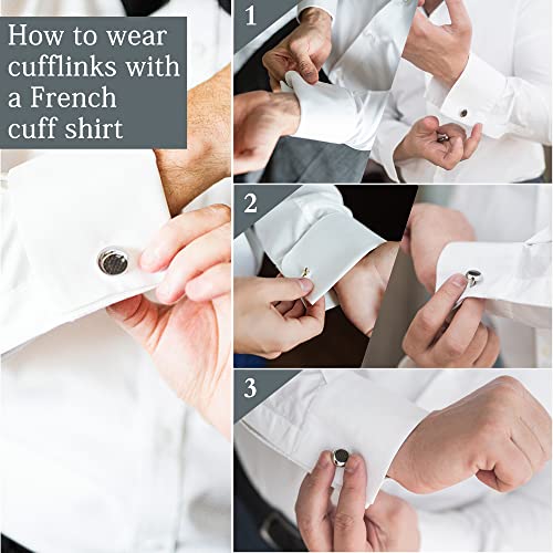 Rnblm Jewelry 16 Pcs Cufflinks And Studs Set For Men Classic Tuxedo Shirt Cufflinks & Shirt Accessories Black&Silver Match For Business Wedding Formal Suit #TOP7