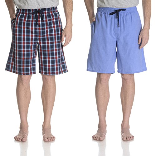 Hanes Men's Ultimate Woven Jams - 2 Pack, 4026A, Blue/Plaid, M