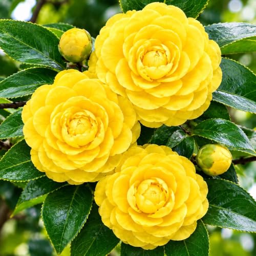 All Season Flowering Live Plant | Healthy Year-Round Blooming Plant | Indoor & Outdoor Garden Plant | Easy-Care Home Decor Plant Pack of 1 (Japanese Yellow Camellia Flower)