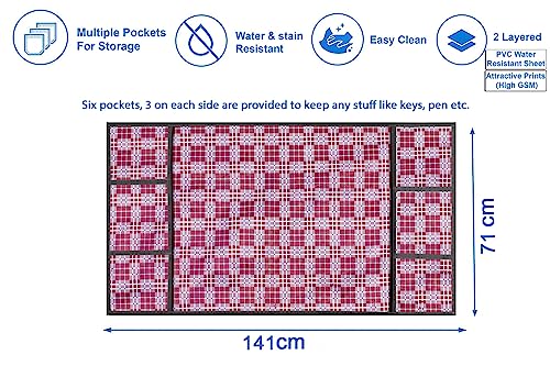 Image of Stylista Refridgerator top Cover Suitable for Samsung RS76CG8003S9HL, 653 Liter Fridge, Dimension (WXD) 71x141 CM, Checkered Pattern Magenta