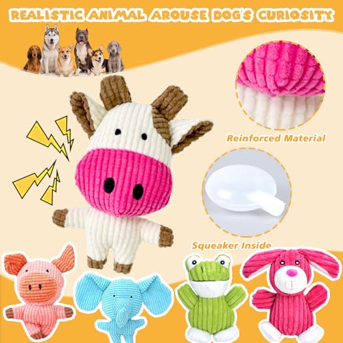 MRSOHRET-5-Pack-Squeaky-Dog-Toys-Tough-Stuffed-Plush-Puppy-Tough-Chew-Toys-Durable-Assortment-Plush-Animal-Dog-Toys-to-Keep-Them-Busy-Puppy-Toy-for-Small-Medium-Large-Dogs