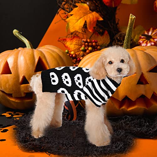Hrttsy Dog Halloween Sweater Cute Funny Ugly Skull Skeleton Dog Clothes Medium Dogs Soft Warm Fall Winter Dog Sweatshirts Knitwear Holiday Pet Jumper For Medium Dogs Shiba Inu Akita Outfits(Black,L) #TOP1