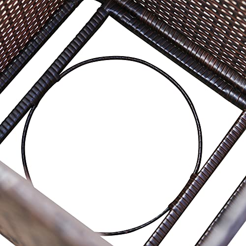 Teamson Home Gartenmöbel, Rattan für bis zu 9kg Quadratische Gasflasche Tankdeckel Aufbewahrungshalter Tisch mit Deckel für Gasfeuerstellen, Braun