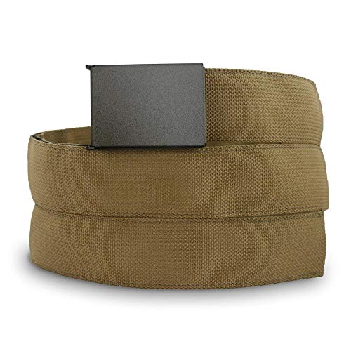 Wazoo Cache Belt, Anti-Theft Everyday Carry Belt for Travel and Outdoors - Stainless-Steel Buckle, Hidden Sleeve, Made in USA (Coyote Brown, Large)