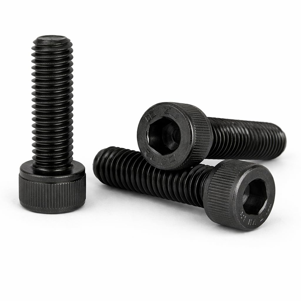 M8 (8mm x 70mm) (Pack of 4) Black 12.9 Plain Steel High Tensile Hexagon Socket Cap Head Screws ISO4762 Thread Fully Threaded Bolts - F04B